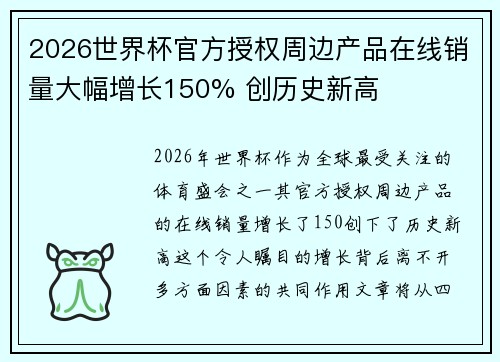 2026世界杯官方授权周边产品在线销量大幅增长150% 创历史新高